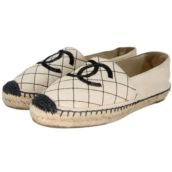 Chanel Espadrille 36 Monogram Canvas Diamond Quilted Cc Flats CC-0321N-0076 - Picture 4 of 11